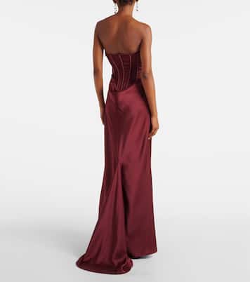 Embellished draped satin corset gown | Rotate