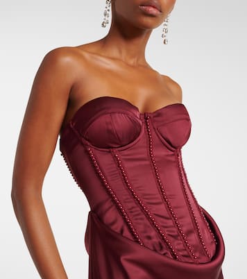 Embellished draped satin corset gown | Rotate