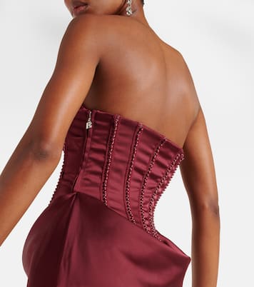 Embellished draped satin corset gown | Rotate