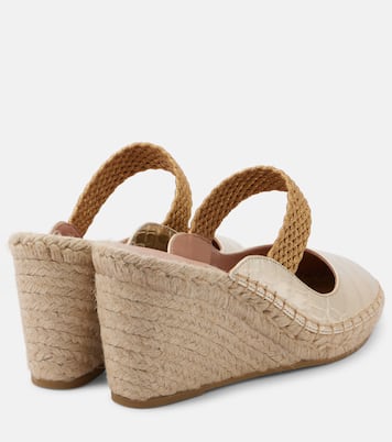 Siena 70 metallic leather espadrille wedges | Malone Souliers