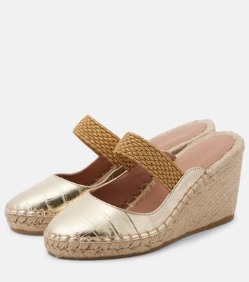 Siena 70 metallic leather espadrille wedges | Malone Souliers