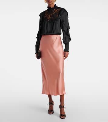 Ardith silk satin midi skirt | Rixo