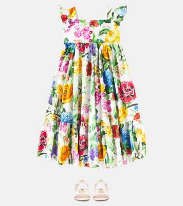 Floral cotton poplin dress | Dolce&Gabbana Kids