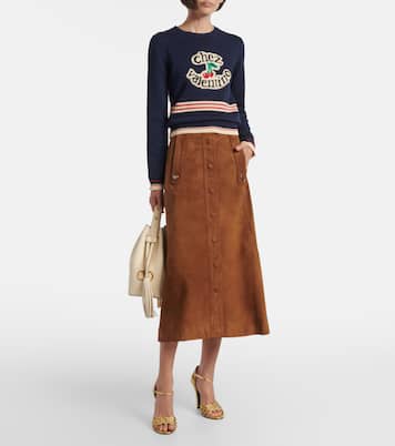 Jupe midi en daim | Valentino