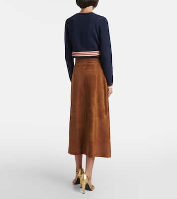 Jupe midi en daim | Valentino