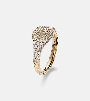 Petite Pavé 18kt gold pinky ring with diamonds | David Yurman