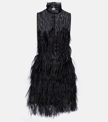 Feather-trimmed embroidered minidress | The Attico
