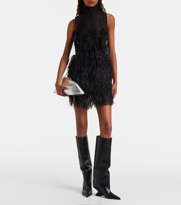 Feather-trimmed embroidered minidress | The Attico