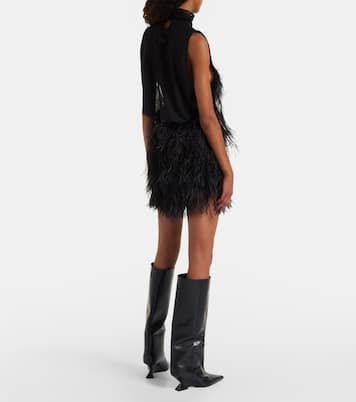 Feather-trimmed embroidered minidress | The Attico