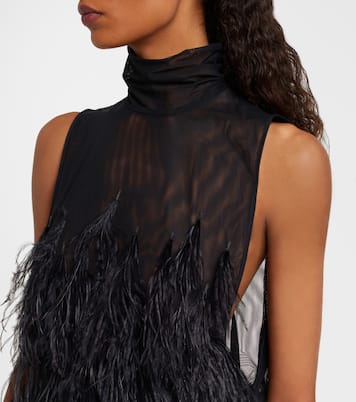 Feather-trimmed embroidered minidress | The Attico