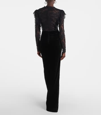 Robe longue en dentelle et velours | Alessandra Rich