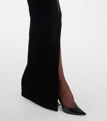 Robe longue en dentelle et velours | Alessandra Rich