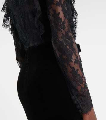 Robe longue en dentelle et velours | Alessandra Rich