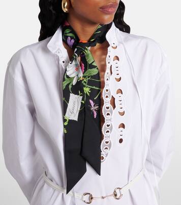 Floral silk twill scarf | Gucci