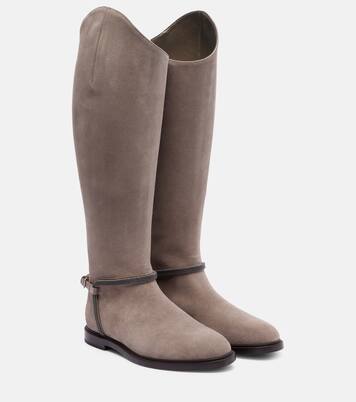 Monili suede knee-high boots | Brunello Cucinelli