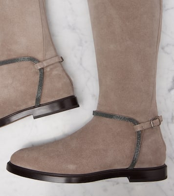 Monili suede knee-high boots | Brunello Cucinelli
