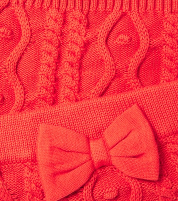 Bow-detail knitted cotton skirt | Mini Rodini