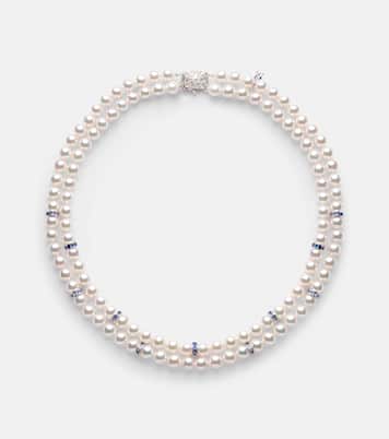 18kt white gold necklace with Akoya pearls and sapphires | Mikimoto