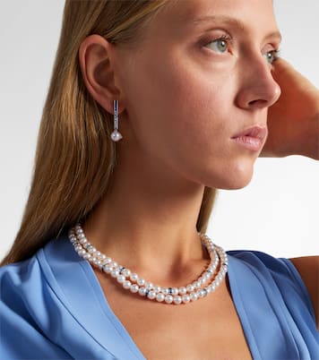 18kt white gold necklace with Akoya pearls and sapphires | Mikimoto
