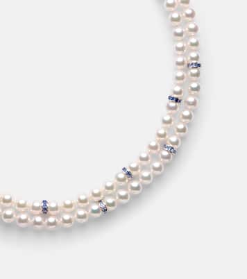 18kt white gold necklace with Akoya pearls and sapphires | Mikimoto