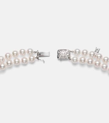 18kt white gold necklace with Akoya pearls and sapphires | Mikimoto