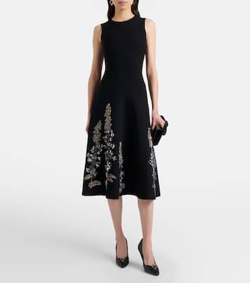Besticktes Midikleid aus Jacquard | Oscar de la Renta