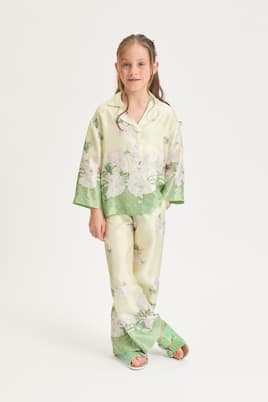 Floral satin pajama pants | Monnalisa