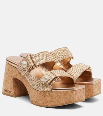 Fayence raffia-effect platform sandals | Jimmy Choo