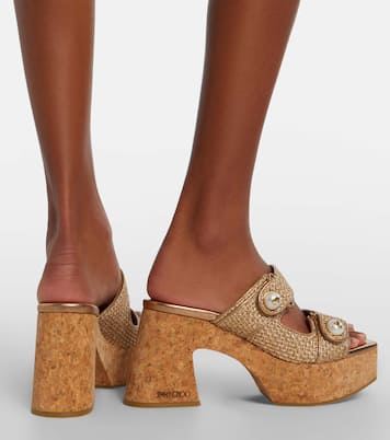 Fayence raffia-effect platform sandals | Jimmy Choo