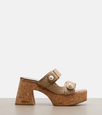 Fayence raffia-effect platform sandals | Jimmy Choo