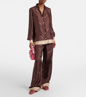 Printed silk twill palazzo pants | Valentino