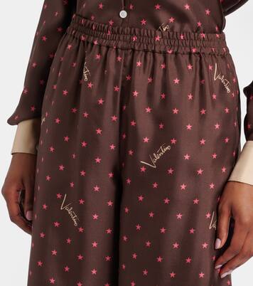 Printed silk twill palazzo pants | Valentino