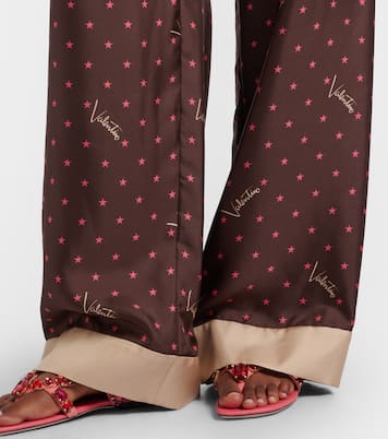 Printed silk twill palazzo pants | Valentino