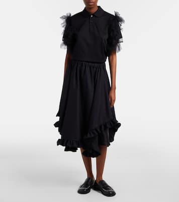 Tulle-trimmed cotton polo shirt | Noir Kei Ninomiya