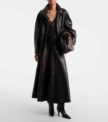 Daria leather midi skirt | Nour Hammour