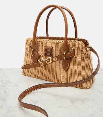 Aventure Tasche aus Raffiabast mit Lederbesatz | Miu Miu