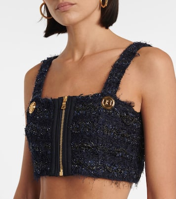Cropped-Top aus Tweed | Balmain