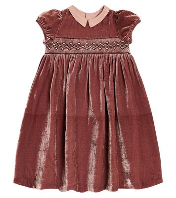 Blossom embroidered velvet dress | Bonpoint