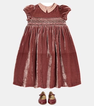 Blossom embroidered velvet dress | Bonpoint