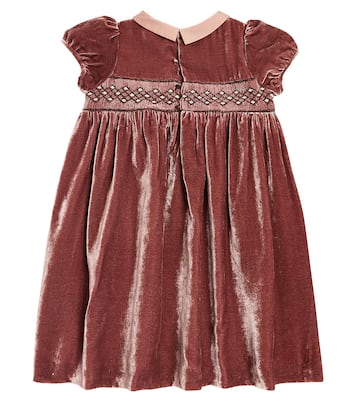 Blossom embroidered velvet dress | Bonpoint