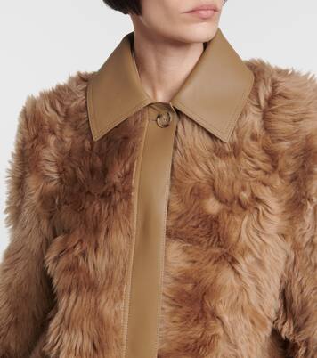 Leather-trimmed shearling coat | Toteme