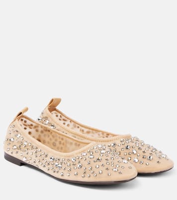Crystal-embellished mesh ballet flats | Tory Burch