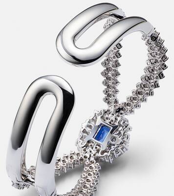 Bracciale Reign Supreme in oro bianco 18kt con diamanti e zaffiro | Yeprem