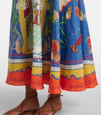 Robe longue Surrealist en lin | Alémais