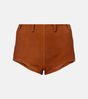 High-Rise Shorts aus Veloursleder | Self-Portrait