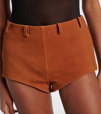 High-Rise Shorts aus Veloursleder | Self-Portrait