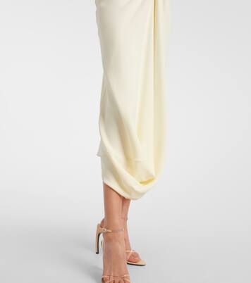 Gathered satin crepe midi dress | Victoria Beckham