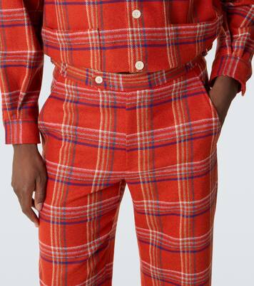 Gable plaid wool flannel straight pants | Bode