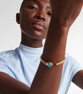 Armreif Trisolina Bypass aus 18kt Gelbgold mit Diamanten und Topas | Marina B