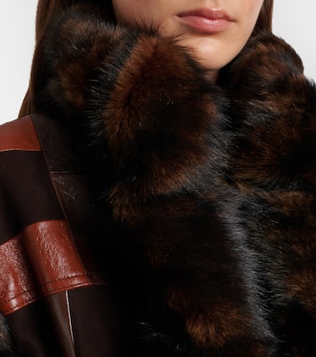 Shearling-trimmed leather bomber jacket | Chloé